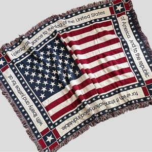 Pledge of Allegiance American flag cotton throw blanket